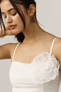 Avec Les Filles Sleeveless 3D Flower A-Line Midi Dress