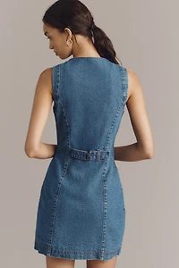 Avec Les Filles Sleeveless Denim Mini Shirt Dress