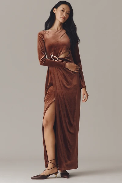 Avec Les Filles Long-Sleeve Cutout Maxi Dress