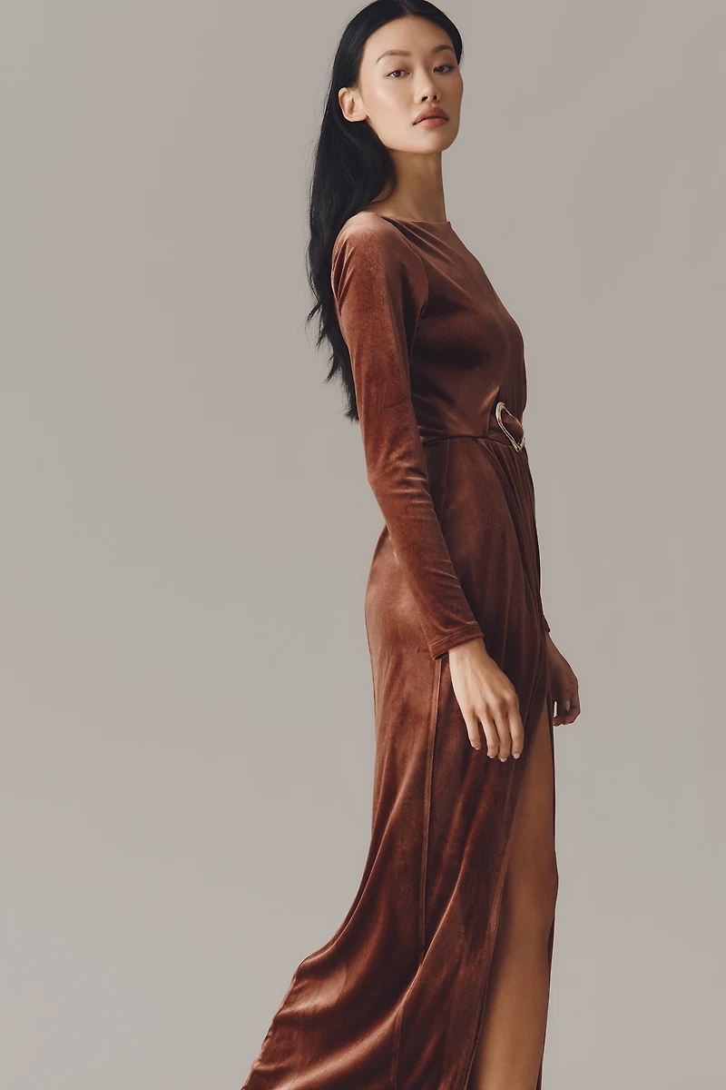 Avec Les Filles Long-Sleeve Cutout Maxi Dress
