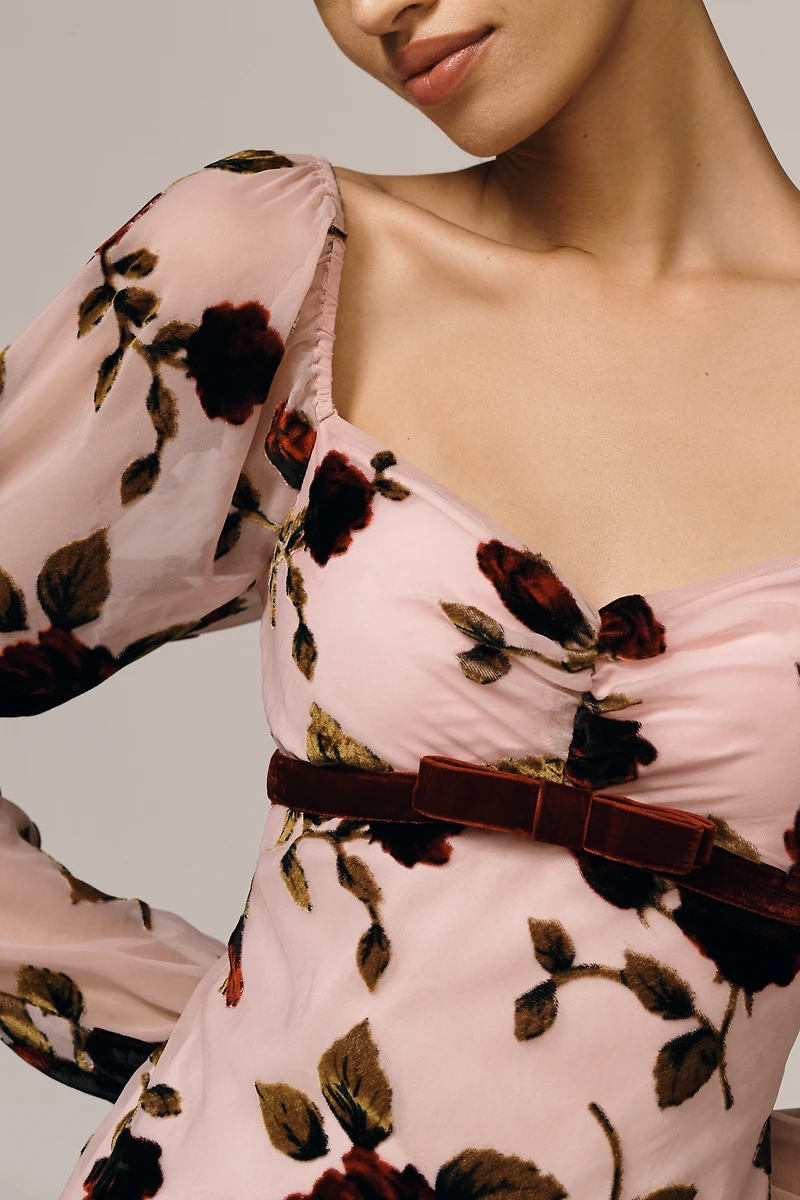 Avec Les Filles Sweetheart Poet-Sleeve Mini Dress