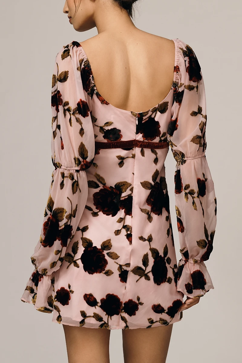 Avec Les Filles Sweetheart Poet-Sleeve Mini Dress