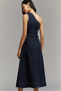 Avec Les Filles Belted One-Shoulder Shirt Dress