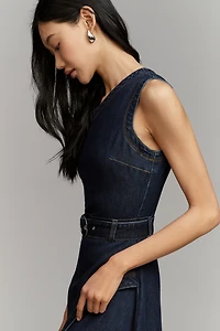Avec Les Filles Belted One-Shoulder Shirt Dress