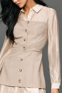 Avec Les Filles Long-Sleeve Twofer Mini Dress