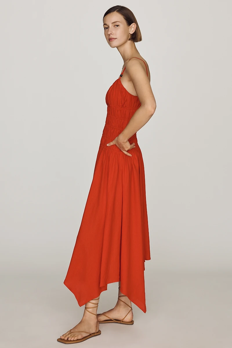 Avec Les Filles Shirred Dress