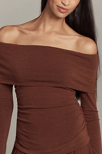 ASTR The Label Tanaia Off-Shoulder Drop-Waist Maxi Dress