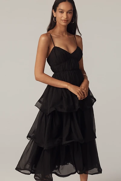 ASTR The Label Theiria Sleeveless Tiered Ruffle Maxi Dress