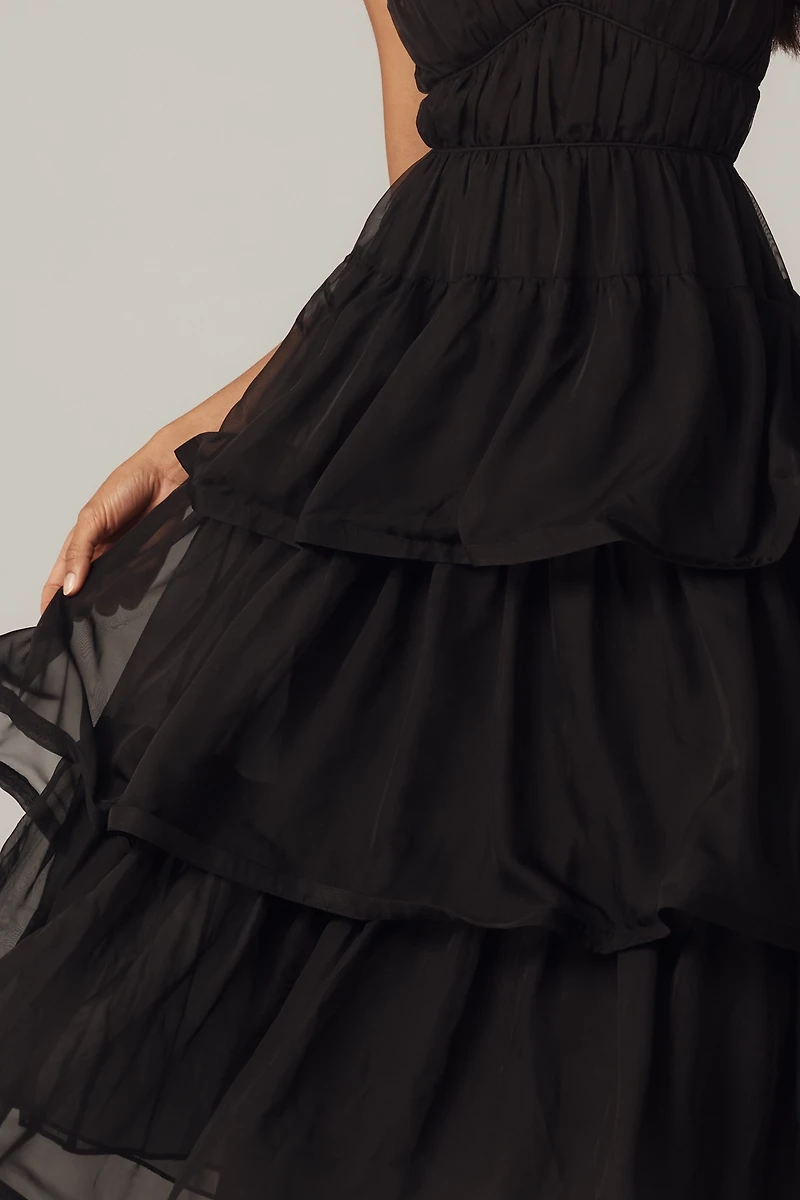 ASTR The Label Theiria Sleeveless Tiered Ruffle Maxi Dress