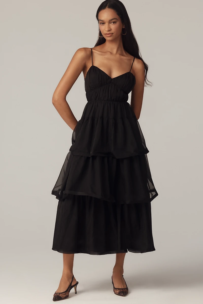 ASTR The Label Theiria Sleeveless Tiered Ruffle Maxi Dress