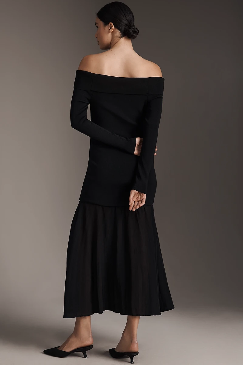 ASTR The Label Lydia Off-Shoulder Long-Sleeve Midi Dress