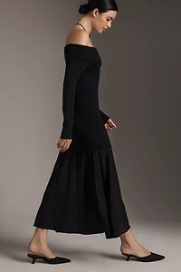 ASTR The Label Lydia Off-Shoulder Long-Sleeve Midi Dress