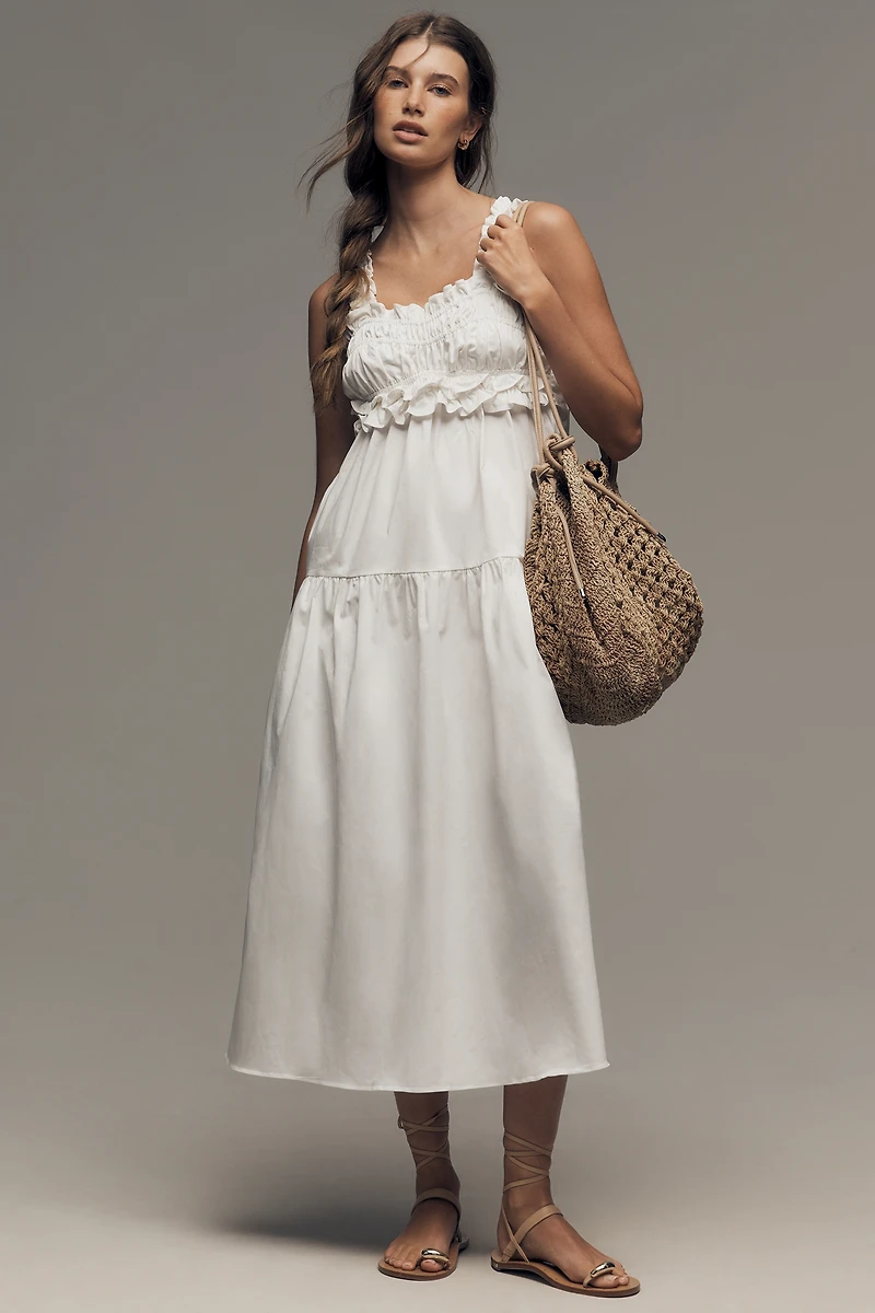 ASTR The Label Orenthia Smocked Babydoll Midi Dress