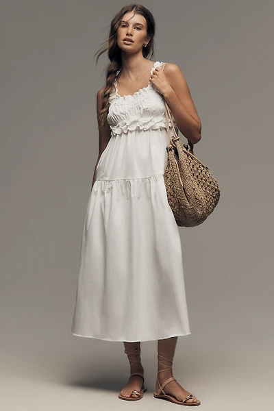 ASTR The Label Orenthia Smocked Babydoll Midi Dress