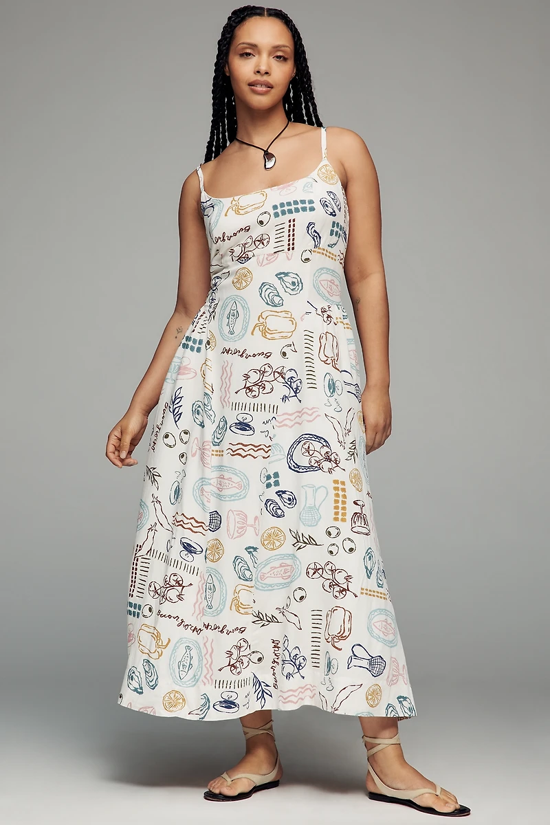 ASTR The Label Ainsley Square-Neck Midi Dress