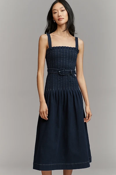 Moon River Square Neck Midi Dress