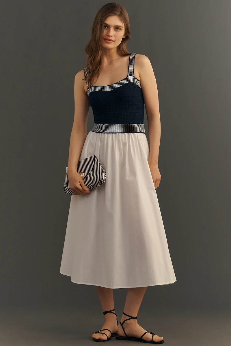 Moon River Knit Twofer Midi Dress