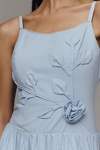 Moon River 3D Floral Sleeveless Midi Dress