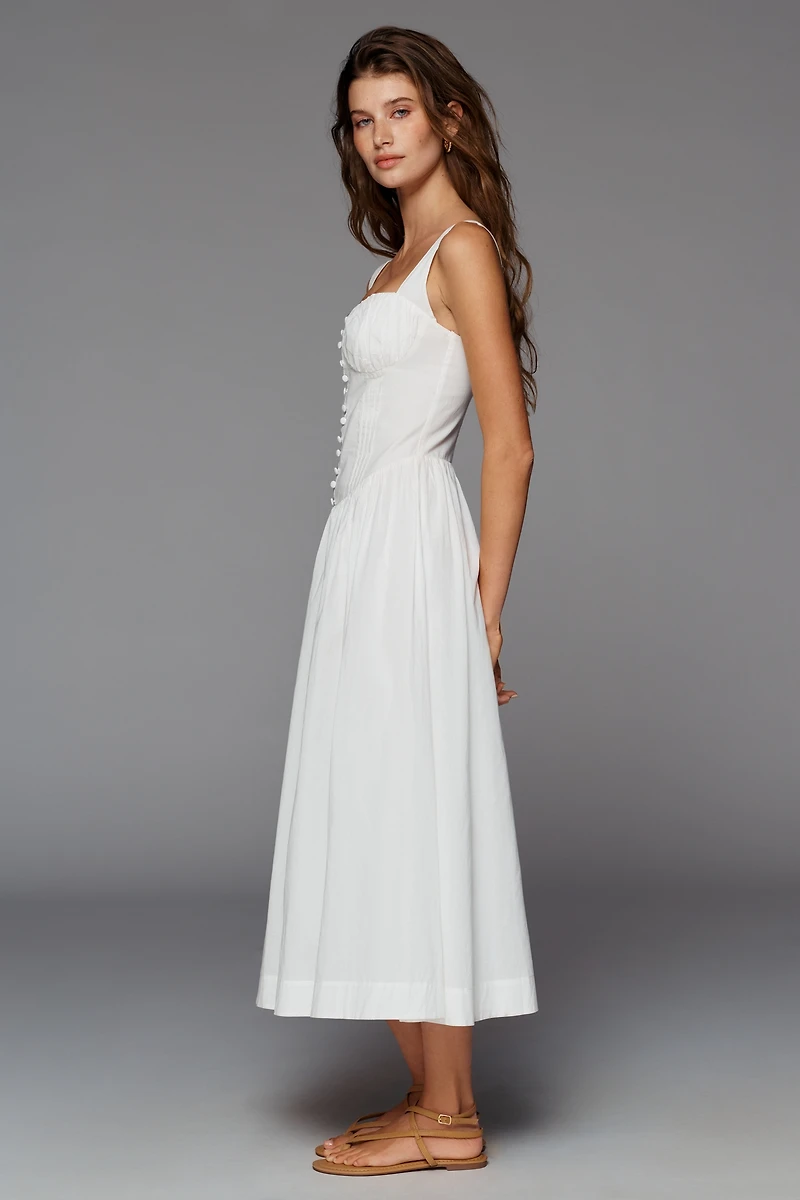 Moon River Cotton Corset-Style Midi Dress