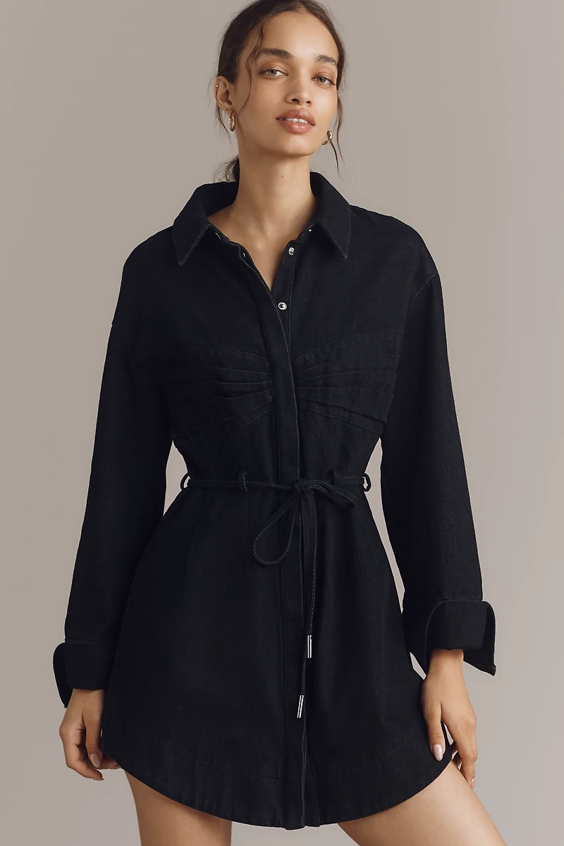 AMUR Clea Long-Sleeve Denim Mini Shirt Dress