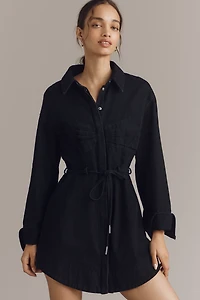 AMUR Clea Long-Sleeve Denim Mini Shirt Dress
