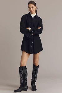 AMUR Clea Long-Sleeve Denim Mini Shirt Dress