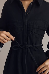 AMUR Clea Long-Sleeve Denim Mini Shirt Dress