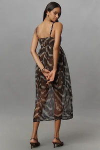 AMUR Zarina Sleeveless Bustier Silk Midi Dress