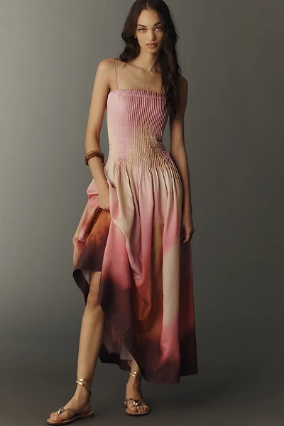 AMUR Grecia Pleated Sleeveless Maxi Dress