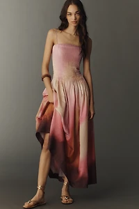 AMUR Grecia Pleated Sleeveless Maxi Dress
