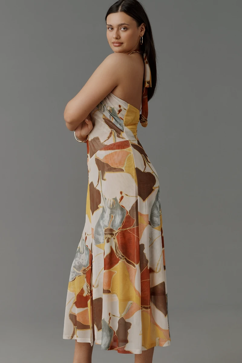 Sarah Hann Blythe Halter Mesh Midi Dress