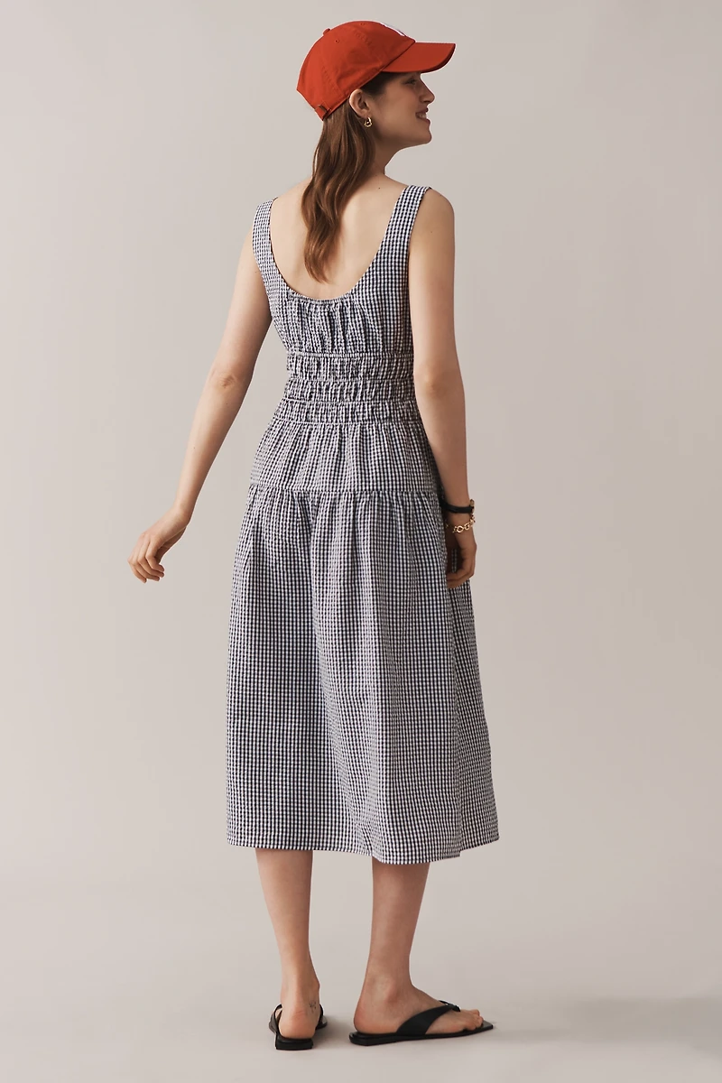 WAYF Sleeveless Smocked Drop-Waist Midi Dress