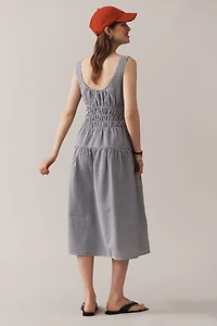 WAYF Sleeveless Smocked Drop-Waist Midi Dress