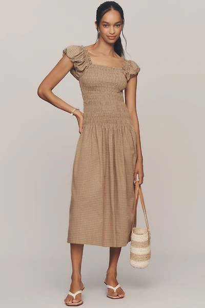 WAYF Smocked Drop-Waist Midi Dress