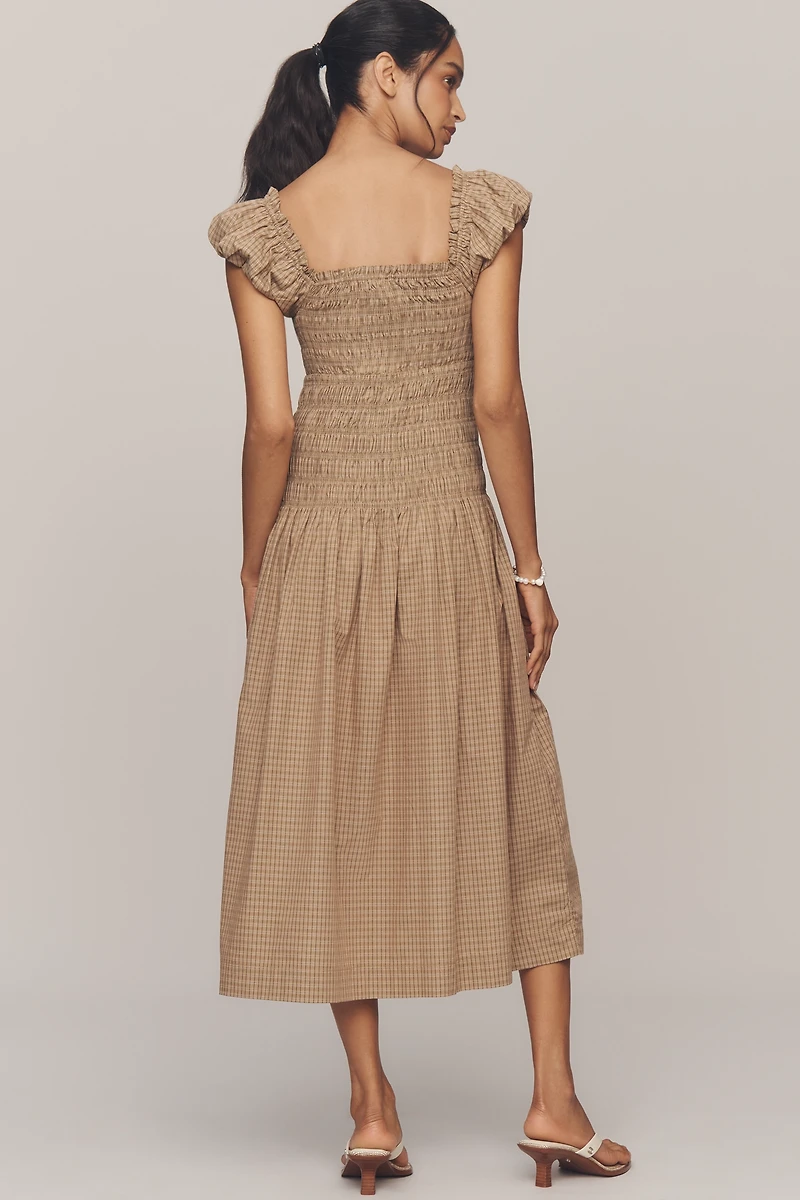 WAYF Smocked Drop-Waist Midi Dress