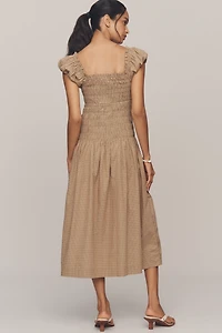 WAYF Smocked Drop-Waist Midi Dress