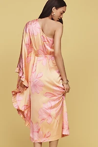 Hutch Morgan One-Sleeve Tie-Waist Midi Dress