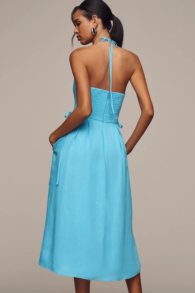 Hutch Bambi Linen Blend Sleeveless Scoop-Neck Midi Dress