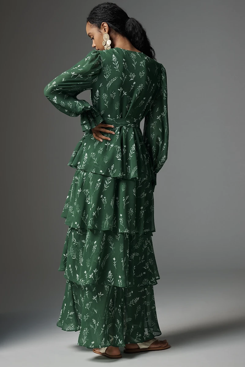 Hutch Long-Sleeve V-Neck Wrap Maxi Dress