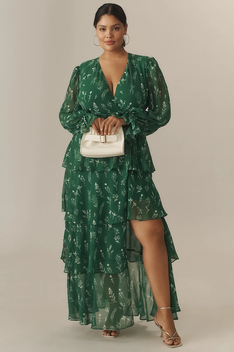Hutch Long-Sleeve V-Neck Wrap Maxi Dress