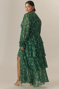 Hutch Long-Sleeve V-Neck Wrap Maxi Dress