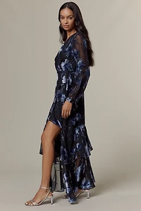 Hutch Long-Sleeve V-Neck Wrap Midi Dress