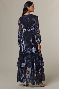 Hutch Long-Sleeve V-Neck Wrap Midi Dress