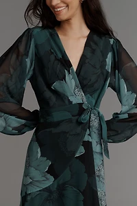 Hutch Bridge Long-Sleeve Wrap Maxi Dress