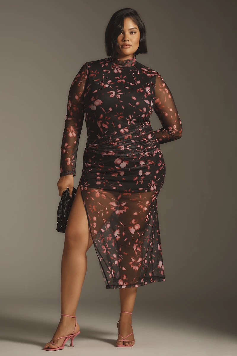 Hutch Ambrose Long-Sleeve Mock-Neck Midi Dress