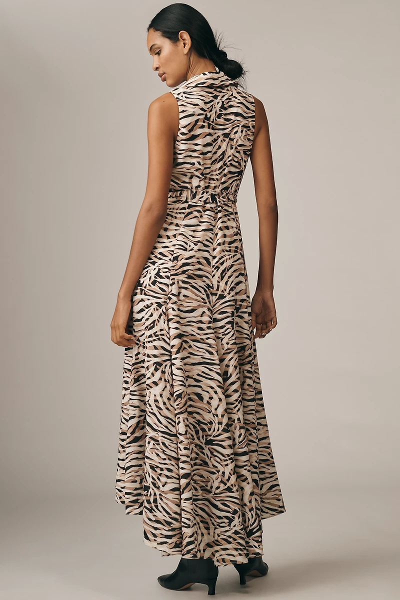 Hutch Velva Sleeveless Collared Wrap Midi Dress