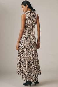 Hutch Velva Sleeveless Collared Wrap Midi Dress