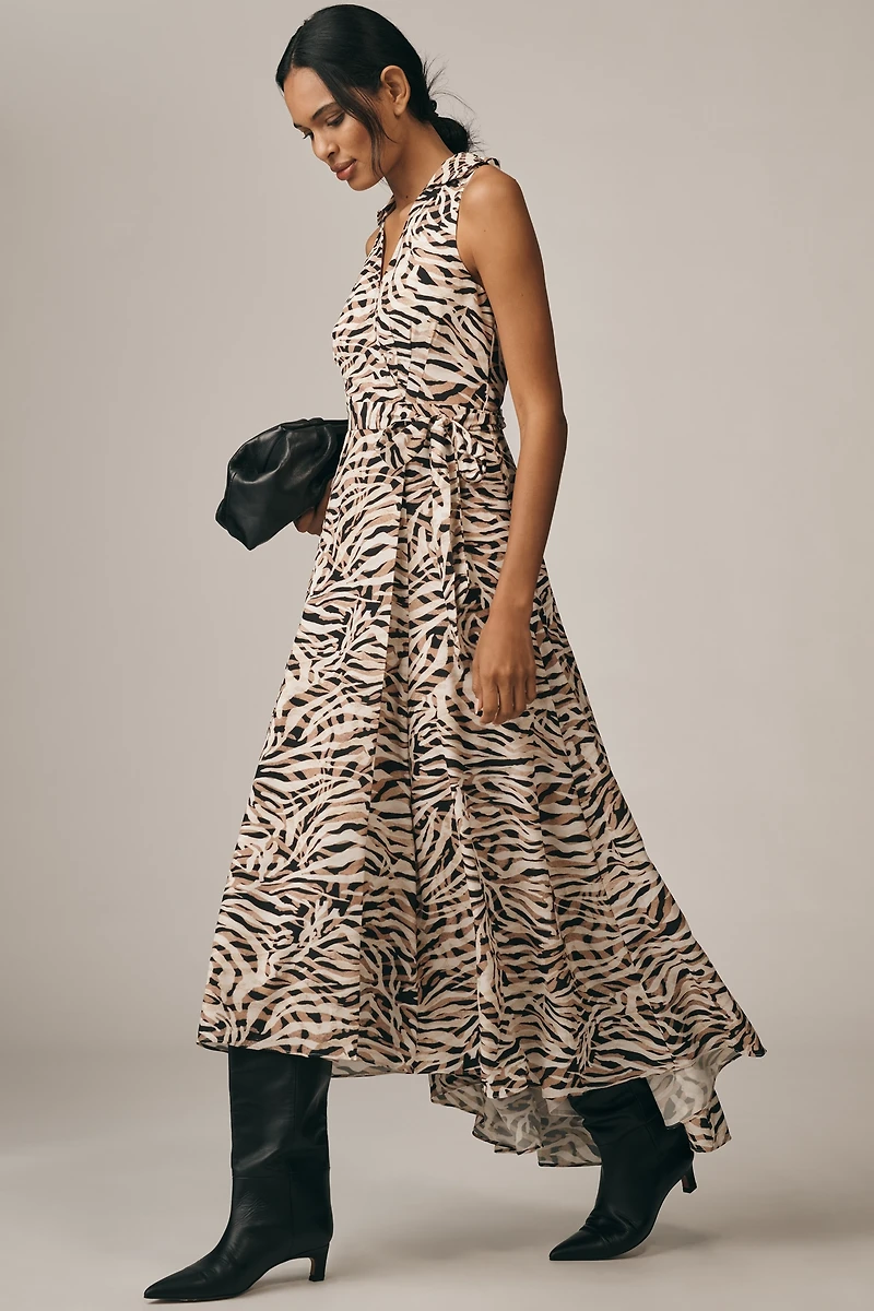 Hutch Velva Sleeveless Collared Wrap Midi Dress