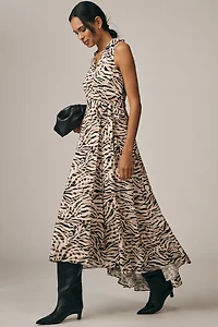 Hutch Velva Sleeveless Collared Wrap Midi Dress