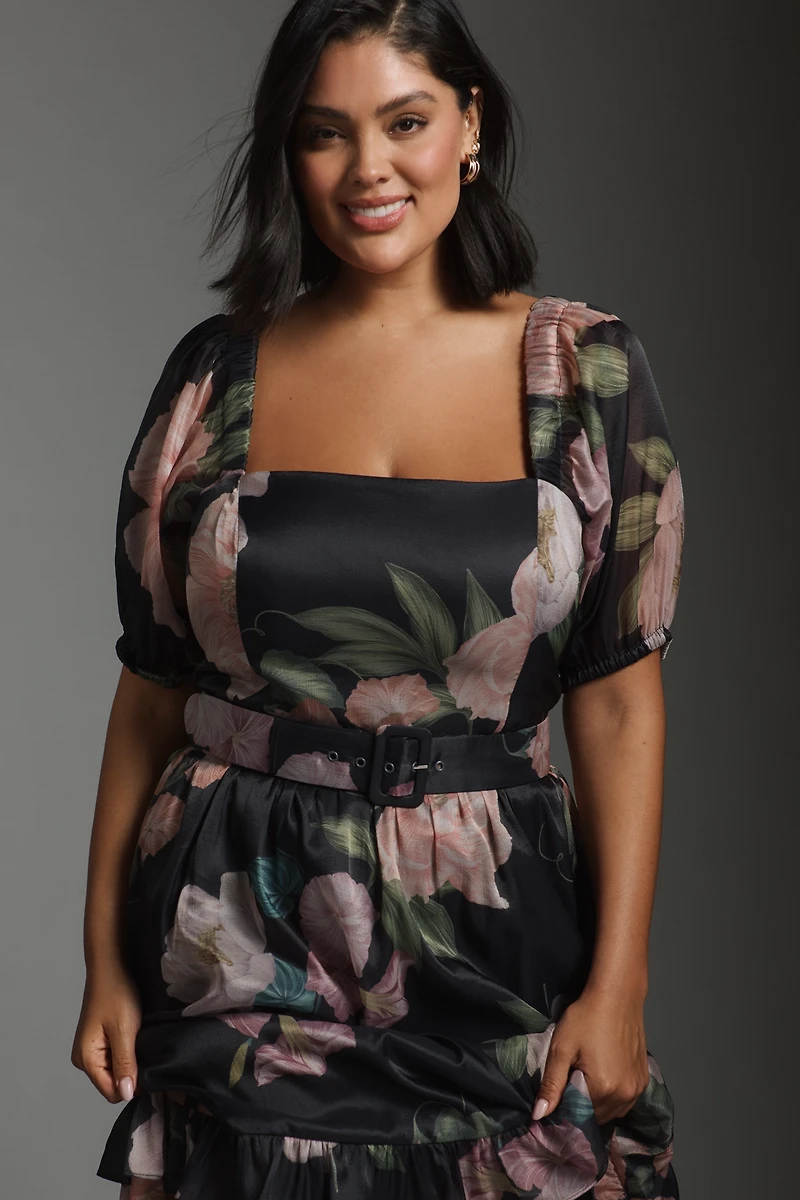 Hutch Puff-Sleeve Ruffled Midi Dress